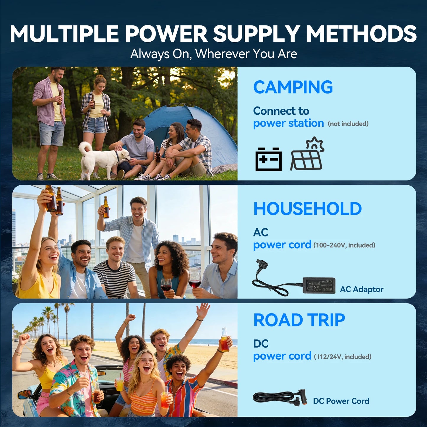 Foursun 35L/45L/55L Dual Zone Car Fridge Freezer with Bluetooth App Control Portable Compressor Cooler for Camping, Travel, Home