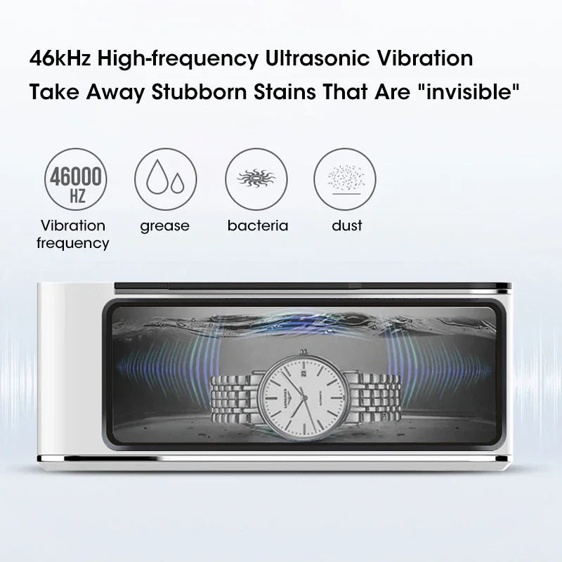 500ML Ultrasonic Household Cleaning Machine High-Frequency Vibration Multifunctional Tool for Glasses Jewelry Deep Clean