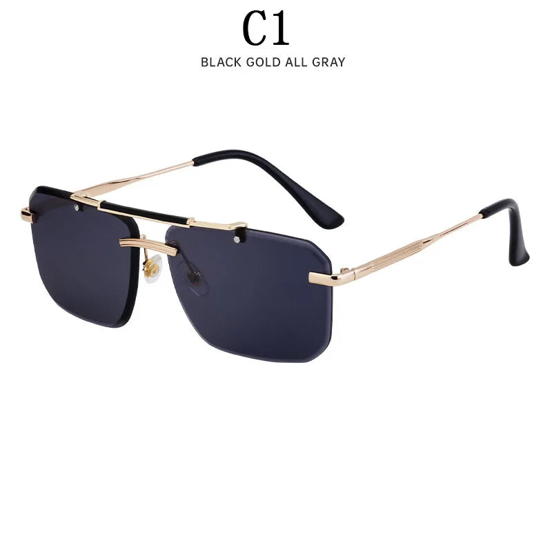 Rimless Sunglasses For Men Fashion Glasses Luxury Square Designer Sunglasses Women Trendy And Fashionable Lentes De Sol Mujer