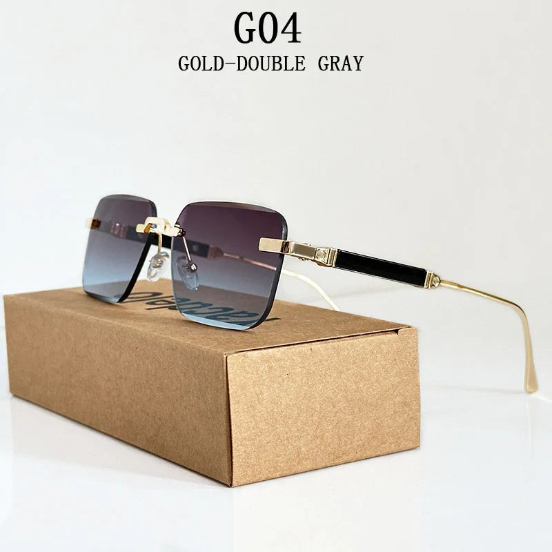 New 2024 Square Sunglasses Women Trendy Vintage Designer Rimless Sunglasses For Men Vacation Fashion Glasses Lentes De Sol Mujer
