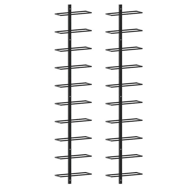 Set of 2 Black Metal Wall Mounted Wine Racks, Holds 20 Bottles, Wine Holder with Mounting Accessories Included