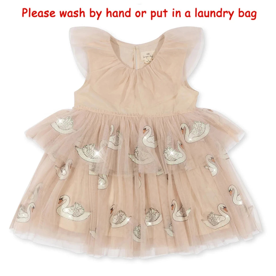 2024 Christmas KS Girls Princess Mesh Dress Kids Pretty Sequin Dresses Baby Cute Skirt Carnival Party Children Voile Dress Gifts