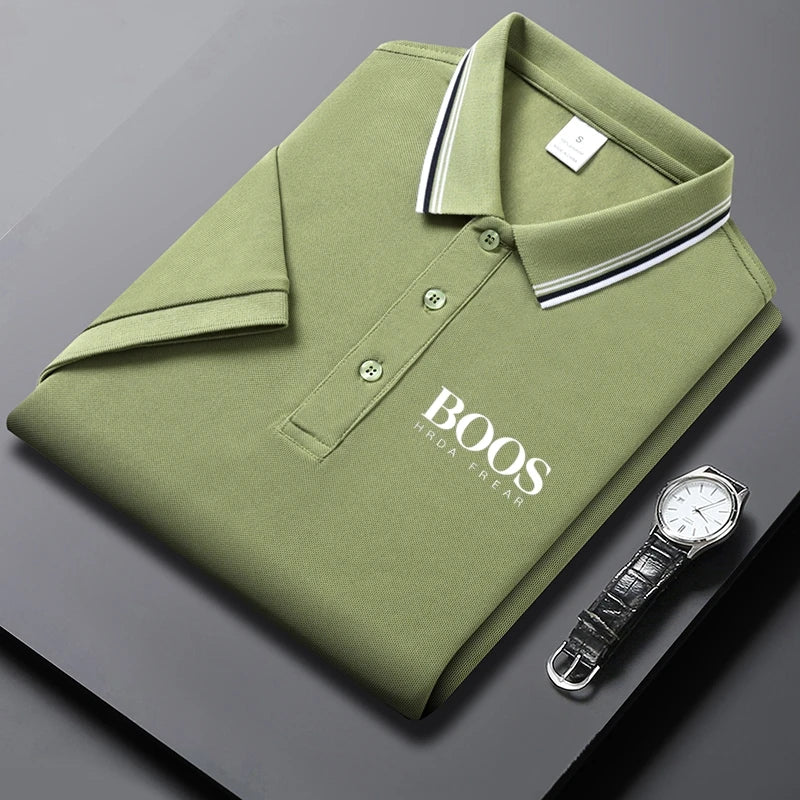 Embroidered New Men's High-quality Summer Short Sleeved Polo Shirt, Golf Top, Trendy, Fashionable and Casual