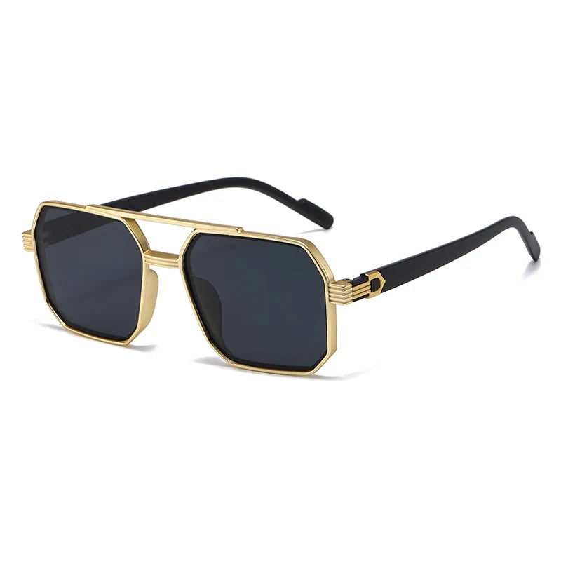 Car Sun Glasses New Fashion Double Beam Polygonal Sunglasses Retro Personalized Trendy Large Frame Eyewear European and American