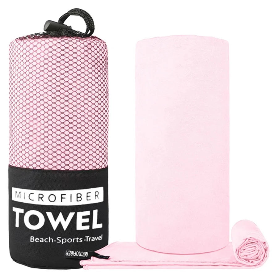 Soft Solid Color Microfiber Towels Quick-Drying Fitness Swimming Pool Lightweight Travel Outdoor Sports Towel Sets