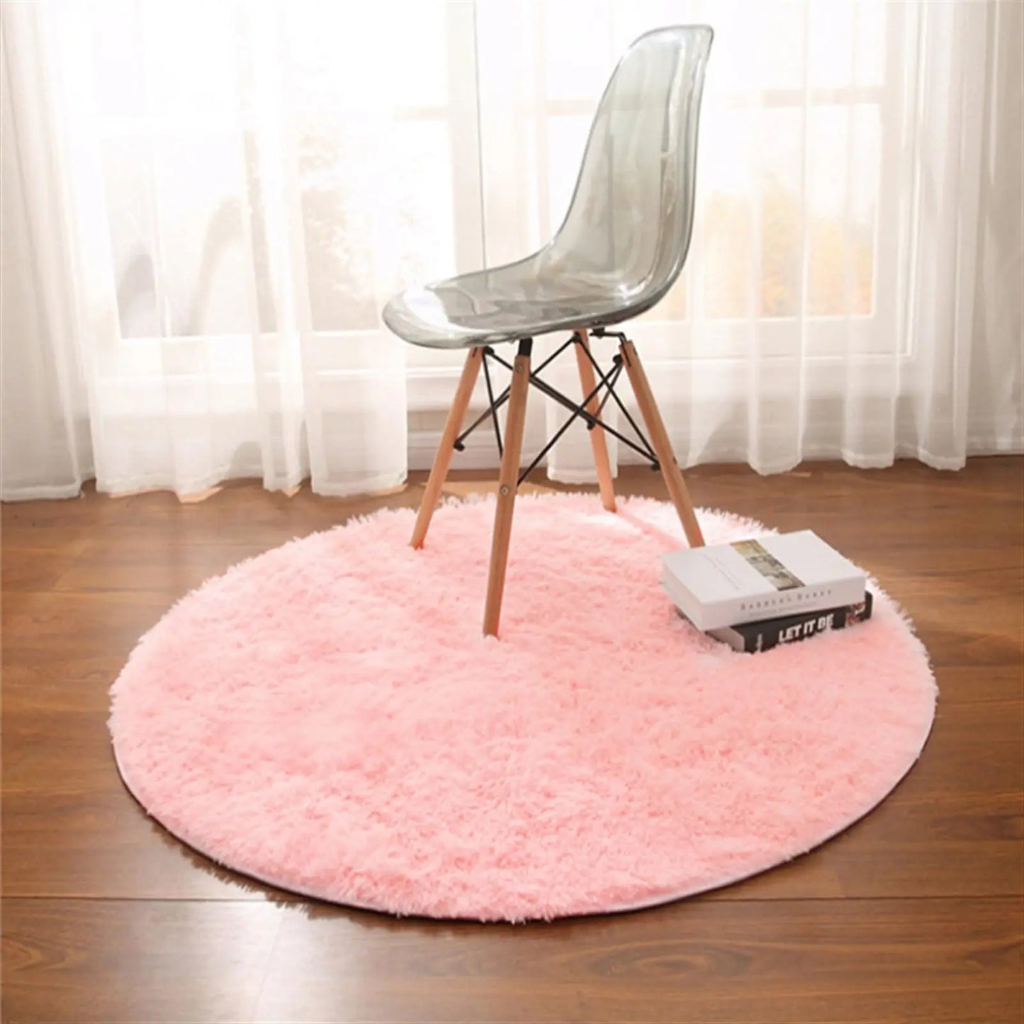 vikama Grass Green Round Rug for Bedroom Home Decor Fluffy Shag Circle Area Rugs Kids Room Classroom Nursery Living Room Decor