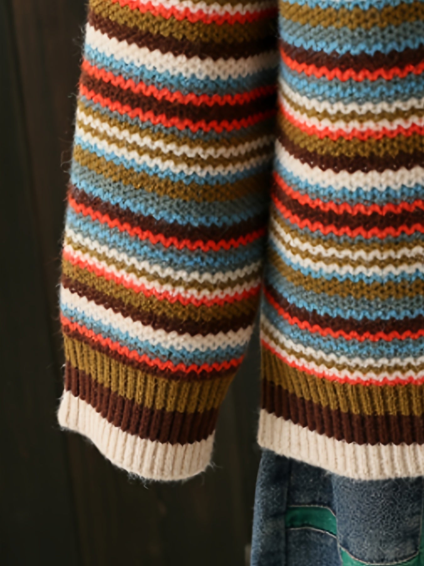 Women'S Colorful Striped Hoodie Sweatshirt - Long Sleeve, Drawstring Hood, Casual Pullover with Frayed Hem, Perfect for Fall/Winter, Sweater Hoodie