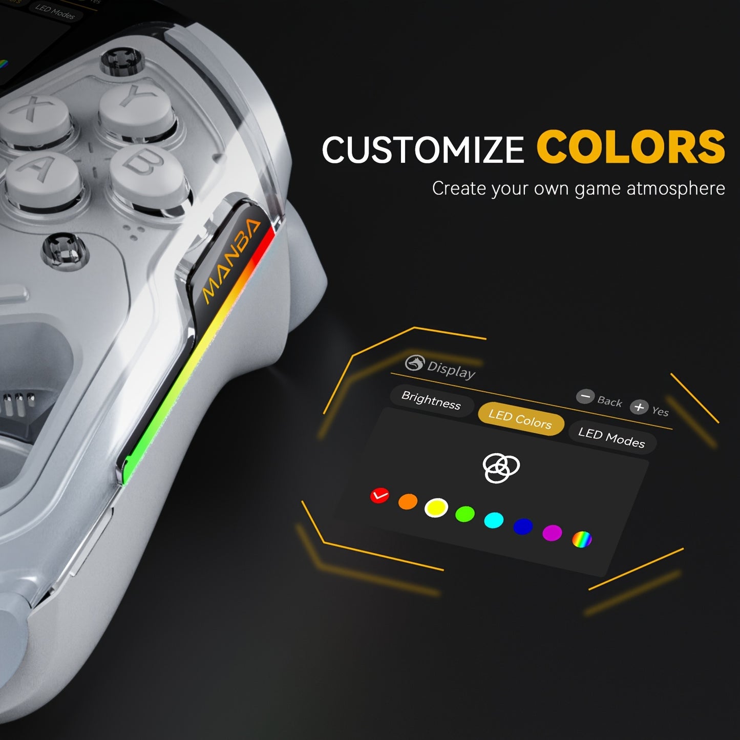 Interactive Screen Wireless Gaming Controller for Ios/Pc/Switch/Android/Steam Deck, Hall Effect Stick & Trigger, RGB Lighting, Remappable Buttons, 1800Mah with Charging Dock -V2/White(No Drift), [Notice]Not Compatible with Xb