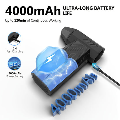 Compressed Air Duster - Turbo Fan 130000 RPM, Rechargeable 4000mAh Battery, 4 Adjustable Speeds, High-Pressure Air Fan For Automotive Cleaning, Cordless Air Blower, Keyboard Cleaning Tools, Perfect For Car Cleaning, Computers