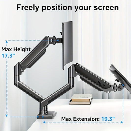 Adjustable Dual Monitor Stand for 33.02-81.28 cm Screens, Supports up to 9.03 KG, Tilt and Swivel, VESA 75x75/100x100, Space-Saving Design Suitable for Home and Office