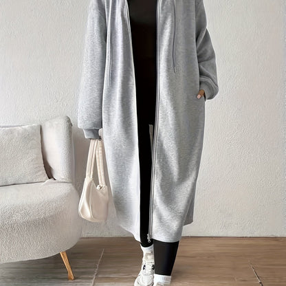 Women'S Elegant Color-Block Hooded Zip-Up Coat - White & Black, Long Sleeve, Button-Up Front, Perfect for Fall/Winter, Casual to Formal Wear, Casual Winter Wear | Stylish Layering Piece | Buttonup Front Coat