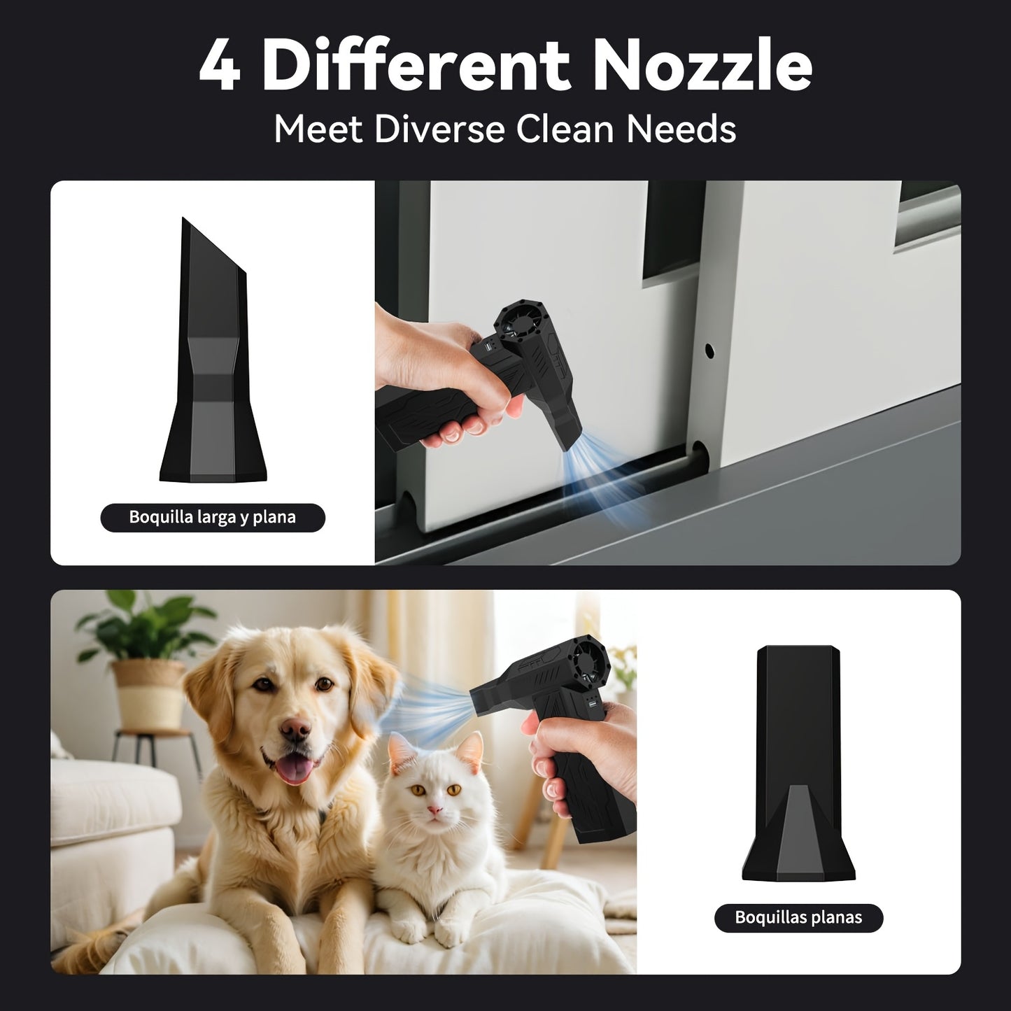 Compressed Air Duster - Turbo Fan 130000 RPM, Rechargeable 4000mAh Battery, 4 Adjustable Speeds, High-Pressure Air Fan For Automotive Cleaning, Cordless Air Blower, Keyboard Cleaning Tools, Perfect For Car Cleaning, Computers