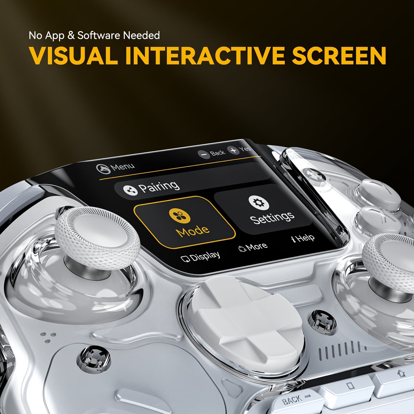 Interactive Screen Wireless Gaming Controller for Ios/Pc/Switch/Android/Steam Deck, Hall Effect Stick & Trigger, RGB Lighting, Remappable Buttons, 1800Mah with Charging Dock -V2/White(No Drift), [Notice]Not Compatible with Xb
