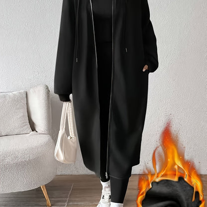 Women'S Elegant Color-Block Hooded Zip-Up Coat - White & Black, Long Sleeve, Button-Up Front, Perfect for Fall/Winter, Casual to Formal Wear, Casual Winter Wear | Stylish Layering Piece | Buttonup Front Coat