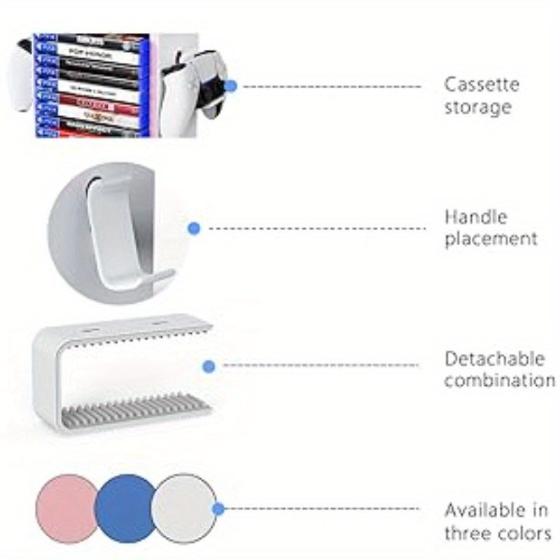 40.13cm game Storage Tower Compatible with PS5/ Xbox Series S X/ Switch, Universal Video Games Discs Organizers 18pcs with 4 Controllers Holder, Game Disk Box Stand