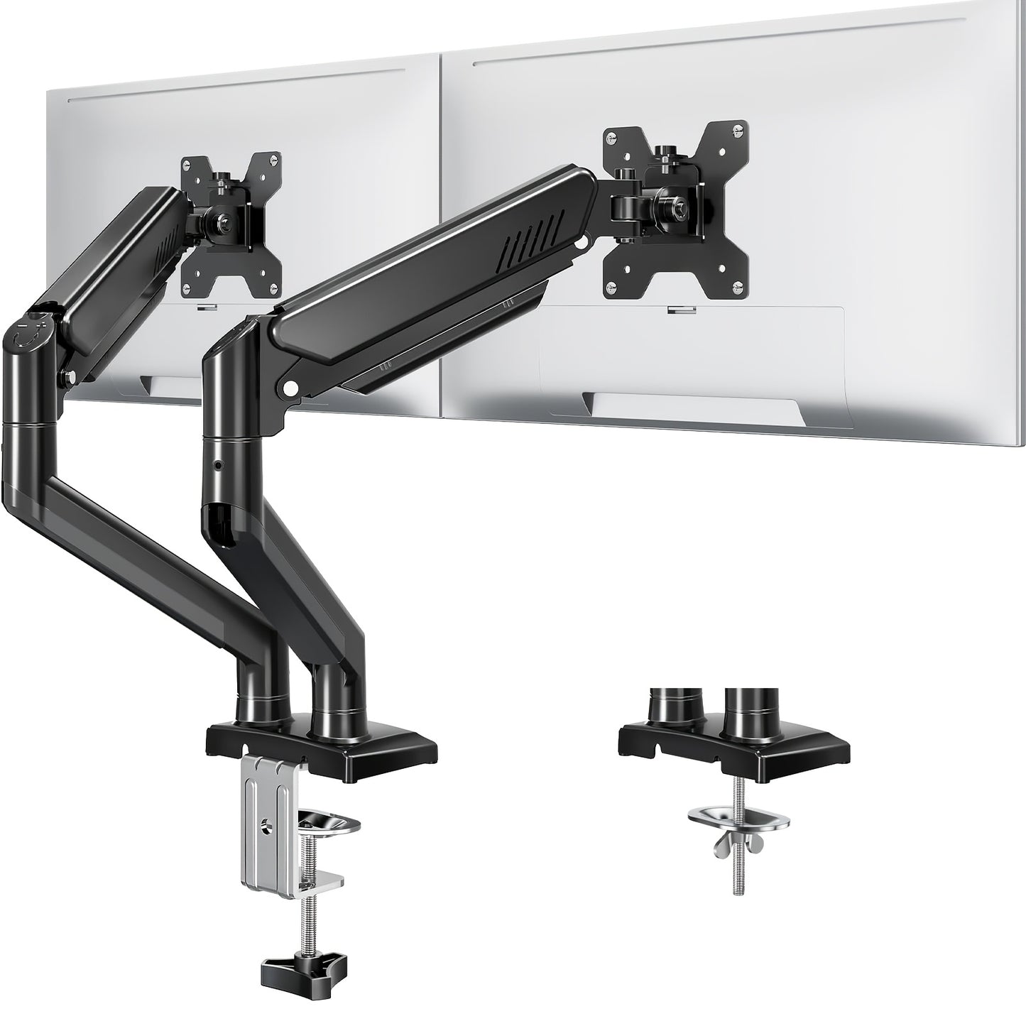 Adjustable Dual Monitor Stand for 33.02-81.28 cm Screens, Supports up to 9.03 KG, Tilt and Swivel, VESA 75x75/100x100, Space-Saving Design Suitable for Home and Office
