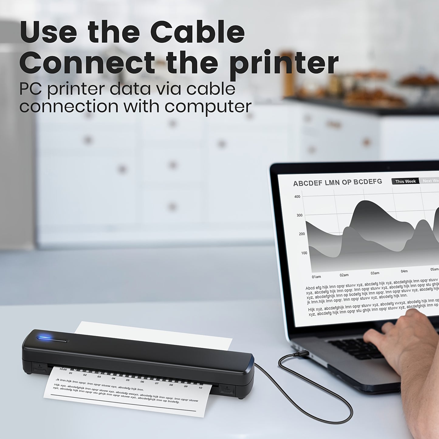 Portable Travel Printer-Wireless Thermal Printer-Tattoo Printer Supports 8.5x11 US Letter And A4 Thermal Paper Tattoo Paper Compatible with Android And IOS Phones And Laptops