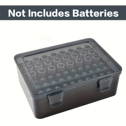 Compact Battery Organizer Box Holds 54 AA & AAA Batteries, Durable PC Material, Transparent Design with Foam Groove for Easy Storage, Perfect for Home & Garage Organization (Batteries Not Included)