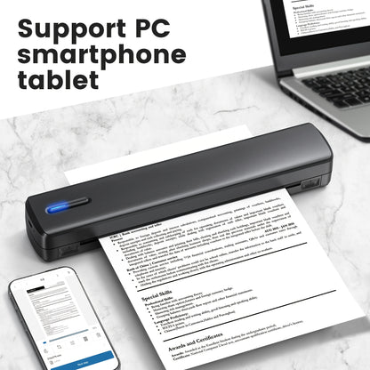 Portable Travel Printer-Wireless Thermal Printer-Tattoo Printer Supports 8.5x11 US Letter And A4 Thermal Paper Tattoo Paper Compatible with Android And IOS Phones And Laptops
