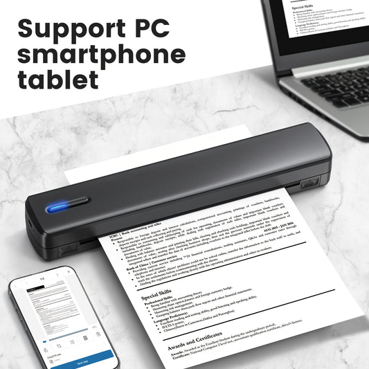 Portable Travel Printer-Wireless Thermal Printer-Tattoo Printer Supports 8.5x11 US Letter And A4 Thermal Paper Tattoo Paper Compatible with Android And IOS Phones And Laptops