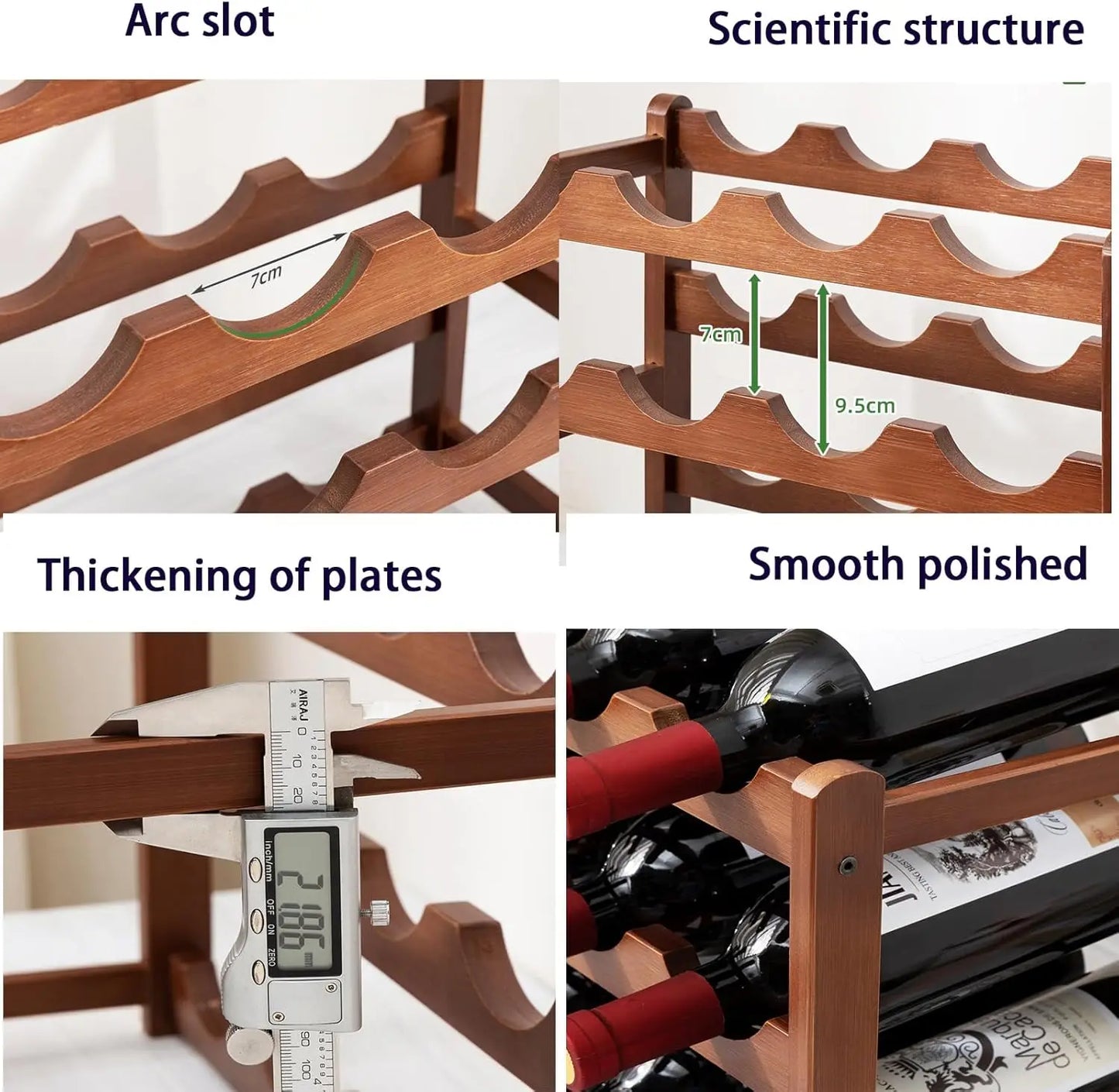 SAEIV 3 Tier Wooden Wine Rack 12 Bottle Capacity Storage Organizer for Kitchen Bar Dining Room Home Decor Perfect for Red Wine