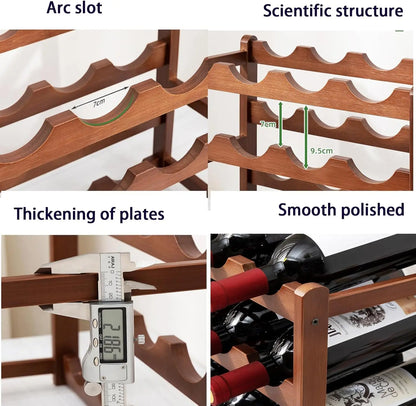 SAEIV 3 Tier Wooden Wine Rack 12 Bottle Capacity Storage Organizer for Kitchen Bar Dining Room Home Decor Perfect for Red Wine