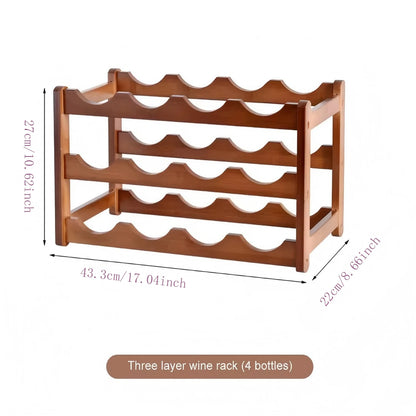 SAEIV 3 Tier Wooden Wine Rack 12 Bottle Capacity Storage Organizer for Kitchen Bar Dining Room Home Decor Perfect for Red Wine