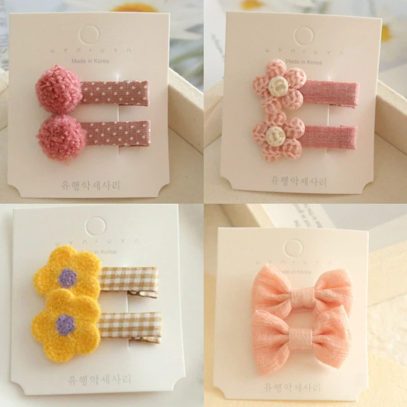 Children's Hair Clips, Handmade Headwear, Baby Hair Accessories, Full coverage fabric hair Clip Bows for Girls
