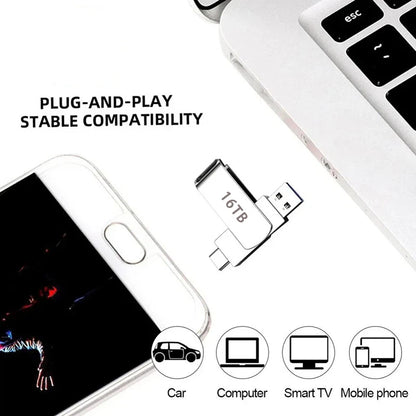 16TB USB 3.2 Flash Drive Metal High-Speed Pen Drive 8TB 4TB Waterproof Type-C USB Pen Drive For Computer Storage Devices