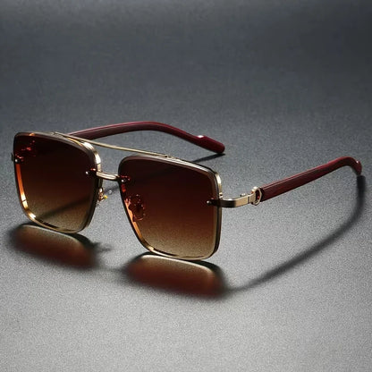 Fashion Retro Square Metal Shades Men or Women's Original Brand Design Driving Sunglasses New Double Bridge Pilot Sun Glasses