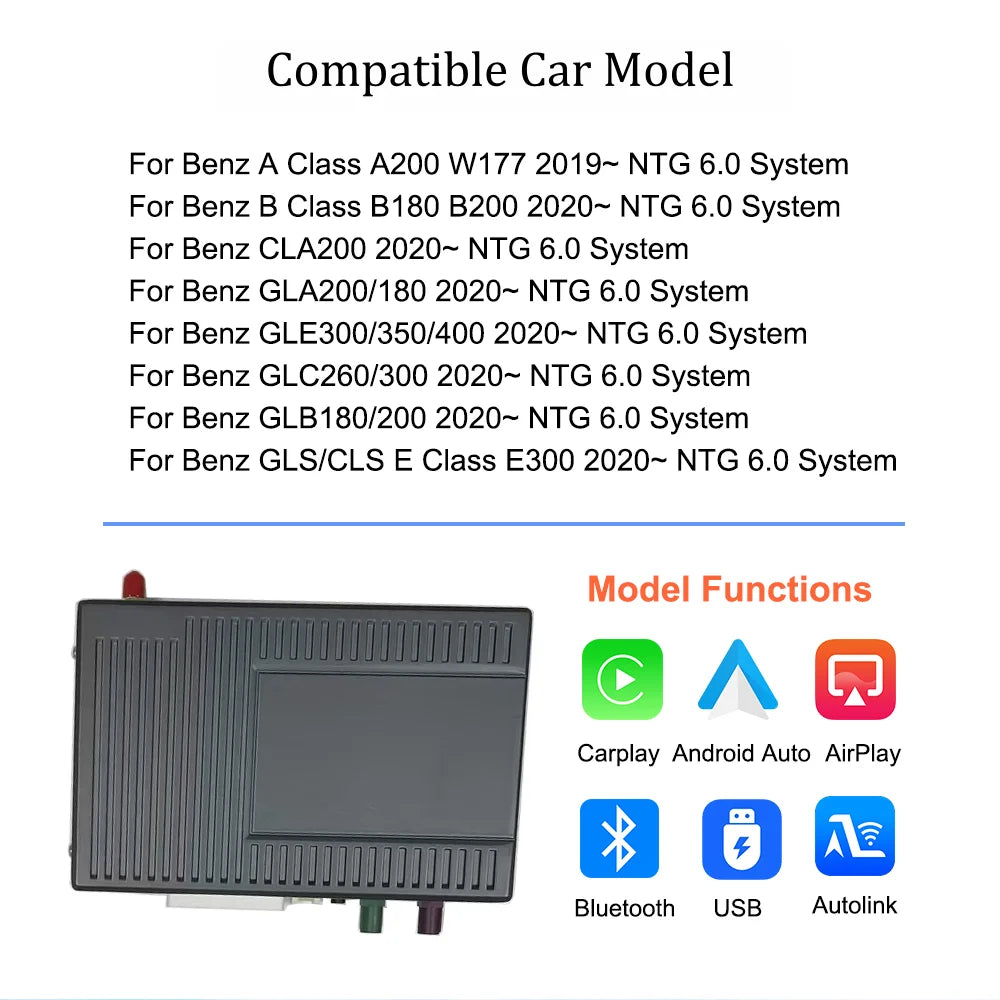 10.25/ 12.3inch Dual Touch Screen Wireless CarPlay for Mercedes Benz A B C E GLA GLB GLC GLE GLS CLA MBUX NTG6.0 BT Head Unit