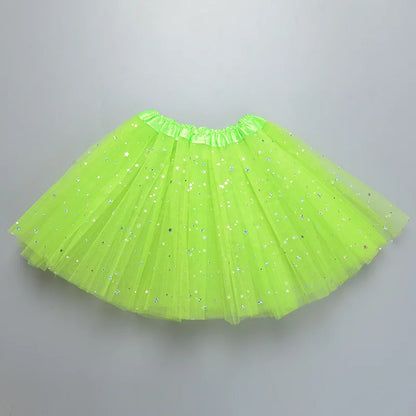 Kids Baby Star Glitter Dance Tutu Skirt For Girl Sequin 3 Layers Tulle Toddler Pettiskirt Children Chiffon 2-8T