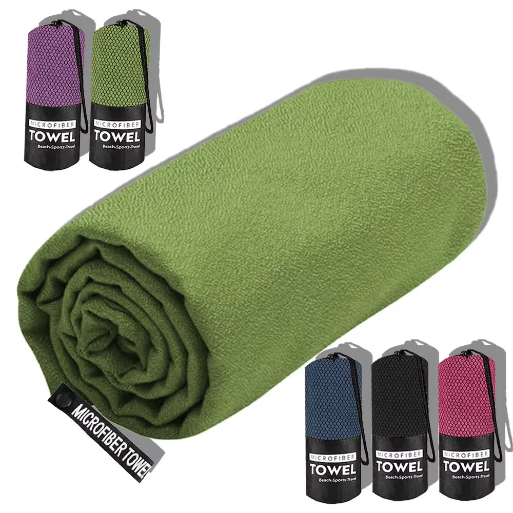 Soft Solid Color Microfiber Towels Quick-Drying Fitness Swimming Pool Lightweight Travel Outdoor Sports Towel Sets