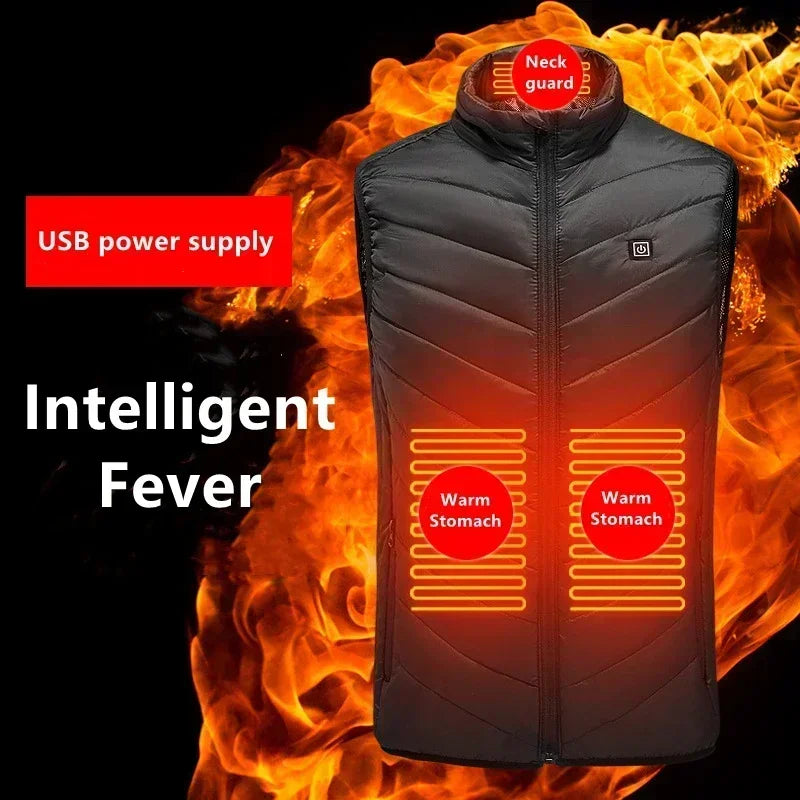 17 Areas Self Heating Vest Four Switch Control Men Heating Jacket USB Electric Heated Clothing Women Thermal Vest Warm Winter