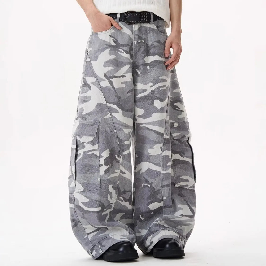 Camo Men's Baggy Jeans American Style Y2K Denim Pants Wide Leg Office-to-Street Trousers Outdoor Streetwear Hip-Hop Pants