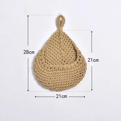 Wall-mounted Vegetable Basket Fruit Sundry Basket Natural Wicker Weave Storage Basket Kitchen Storage Home Decoration Organizer