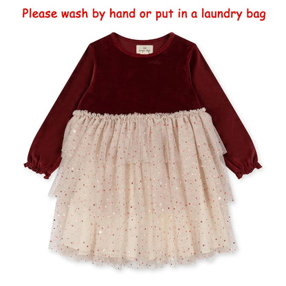 2024 Christmas KS Girls Princess Mesh Dress Kids Pretty Sequin Dresses Baby Cute Skirt Carnival Party Children Voile Dress Gifts