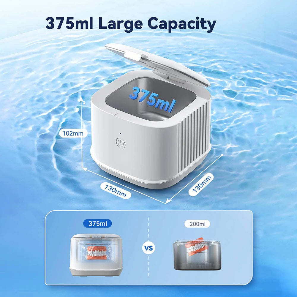 KUNPHY Ultrasonic Cleaner Ultrasound Jewelry Cleaner UV Light Sterilization for Dentures Retainer Washing Machine Cleansing Bath