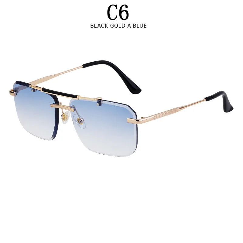 Rimless Sunglasses For Men Fashion Glasses Luxury Square Designer Sunglasses Women Trendy And Fashionable Lentes De Sol Mujer