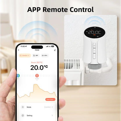 1-5PCS Tuya WiFi/Zigbee Thermostatic Radiator Valve Smart TRV Thermostat Temperature Controller Works With Alexa & Google Home