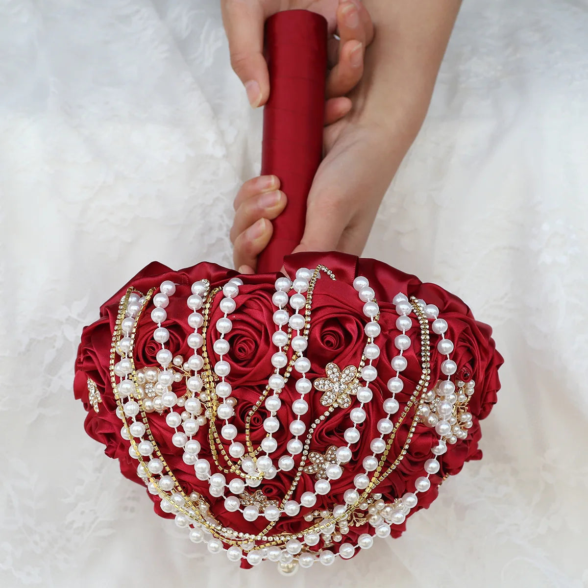 Kyunovia Customized Best Quality Ivory Brooch Bouquet Wedding Bouquet de mariage Wedding Bouquets Pearl Flowers buque de noiva