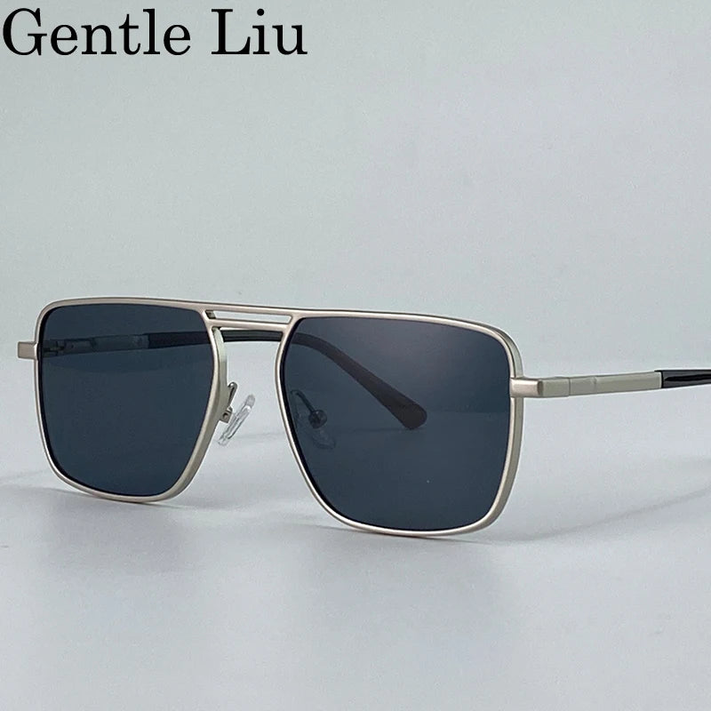 Oversized Square Punk Sunglasses Men 2026 Luxury Brand Retro Double Beam Sun Glasses For Male Steampunk Driving Eyewear UV400