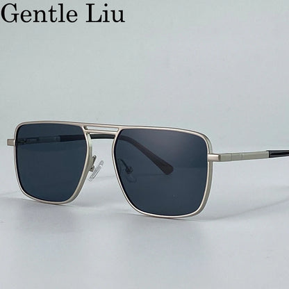 Oversized Square Punk Sunglasses Men 2026 Luxury Brand Retro Double Beam Sun Glasses For Male Steampunk Driving Eyewear UV400