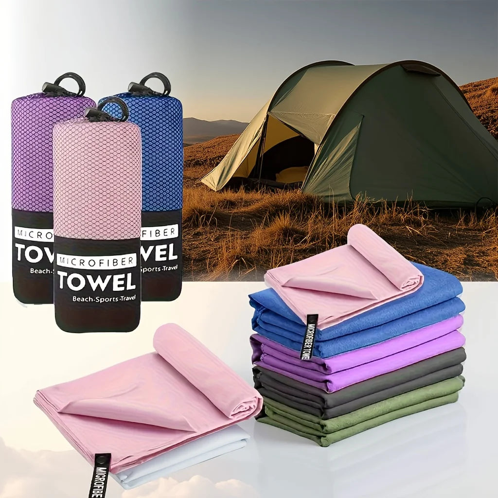 Soft Solid Color Microfiber Towels Quick-Drying Fitness Swimming Pool Lightweight Travel Outdoor Sports Towel Sets