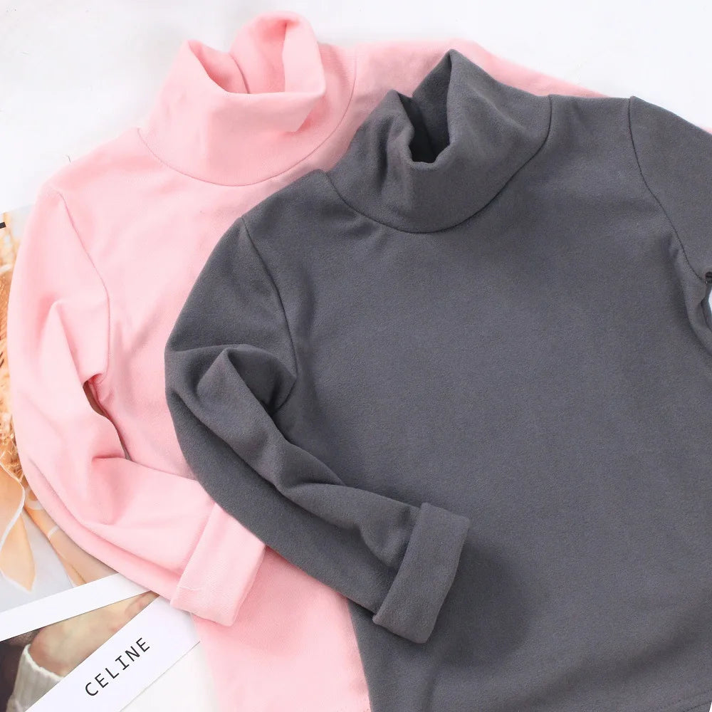 Autumn Winter Children's Soft Long Sleeve Basic Shirts Baby Kids Clothes New Girls Top Tees Boys Turtleneck T-shirt