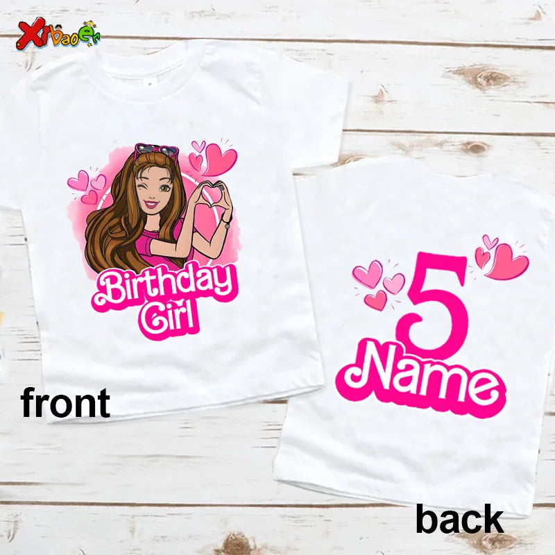 6th Birthday Girl Shirt Matching Outfits T Shirts Party Kids Shirts Dolls Girls Clothes Shirts 7th Birthday Custom Name T Shirt