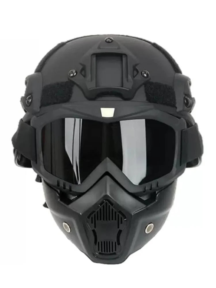 Military Tactical Full Face Helmet MICH ABS - Detachable Goggles & NVG Bracket for Riot Airsoft CS Outdoor Wargame Protective Ge