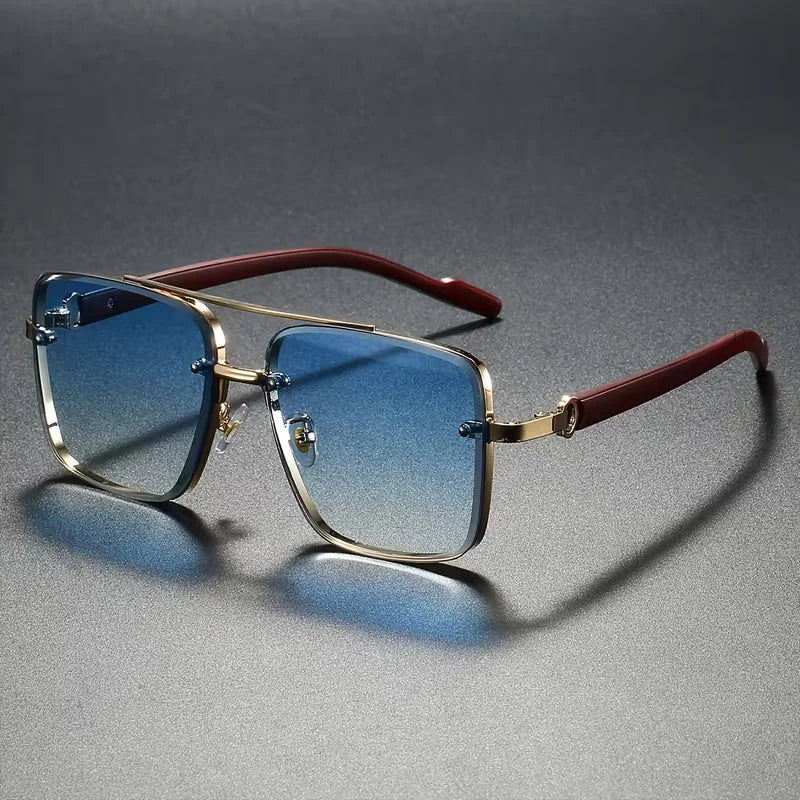 Fashion Retro Square Metal Shades Men or Women's Original Brand Design Driving Sunglasses New Double Bridge Pilot Sun Glasses