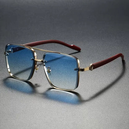 Fashion Retro Square Metal Shades Men or Women's Original Brand Design Driving Sunglasses New Double Bridge Pilot Sun Glasses