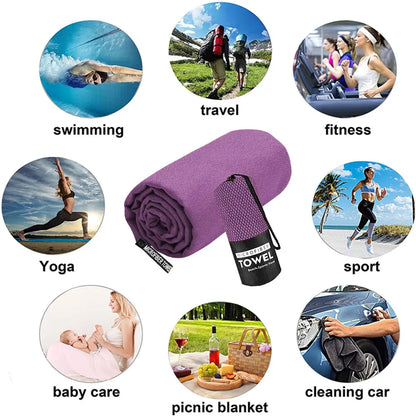 Soft Solid Color Microfiber Towels Quick-Drying Fitness Swimming Pool Lightweight Travel Outdoor Sports Towel Sets